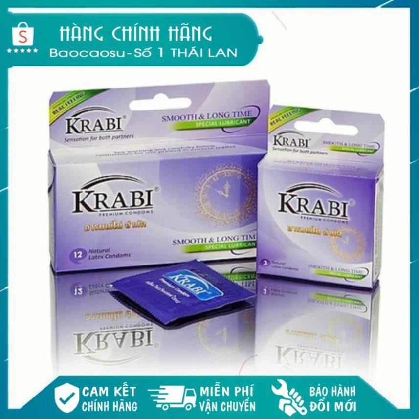 [CHE TÊN] [TRỊ XUẤT TINH SỚM -100%] Bao cao su Krabi Trơn - Mỏng và Kéo dài thời gian | Smooth &amp; Longtime Krabi Condoms