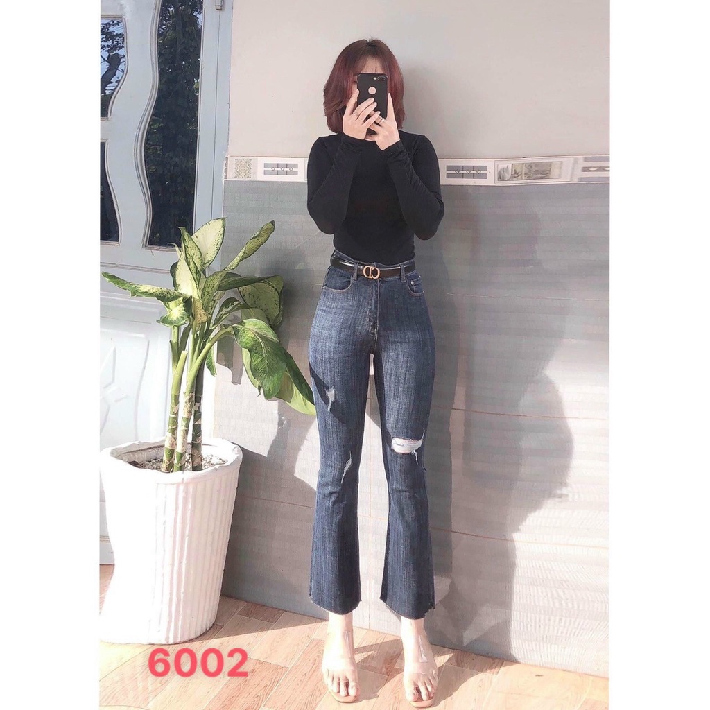 Quần Jean Nữ Lưng Cao Ống Loe Nhẹ, Quần Jean Ôm Skinny Tôn Dáng - Chất Jean Co Giãn Tốt - Xưởng May Tú Linh