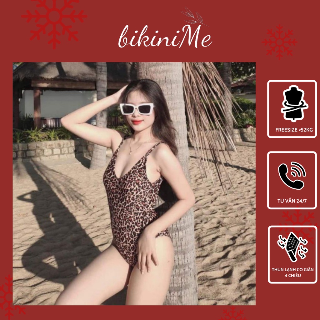 Bikini đồ bơi đi bền một mảnh thân liền beo nâu sexy khoét lưng bikiniMe R49
