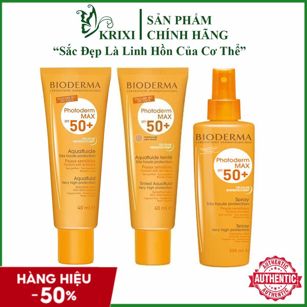 Kem Chống Nắng Bioderma Photoderm MAX Aquafluide SPF 50+ 40ml Giảm bóng nhờn