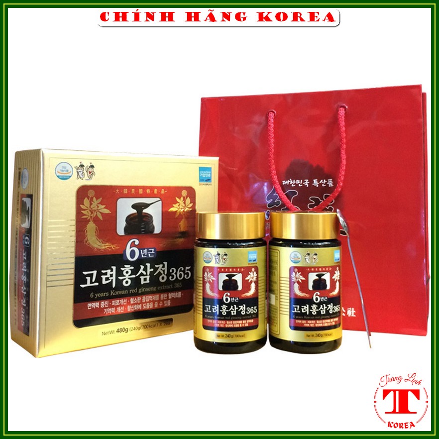 Cao hồng sâm 365 hàn quốc, hộp 2 lọ - Cao sâm hàn quốc Korean 6 Years Red Ginseng Extract Gold, tranglinh