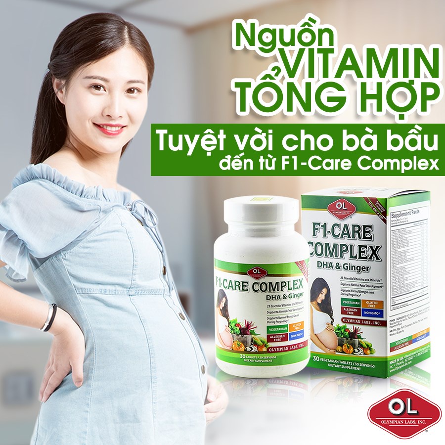 F1 Care Complex Vitamin tổng hợp cho bà bầu từ Olympian Labs Mỹ bổ sung Axit Folic, DHA, Vitamin A, B, sắt, Biotin