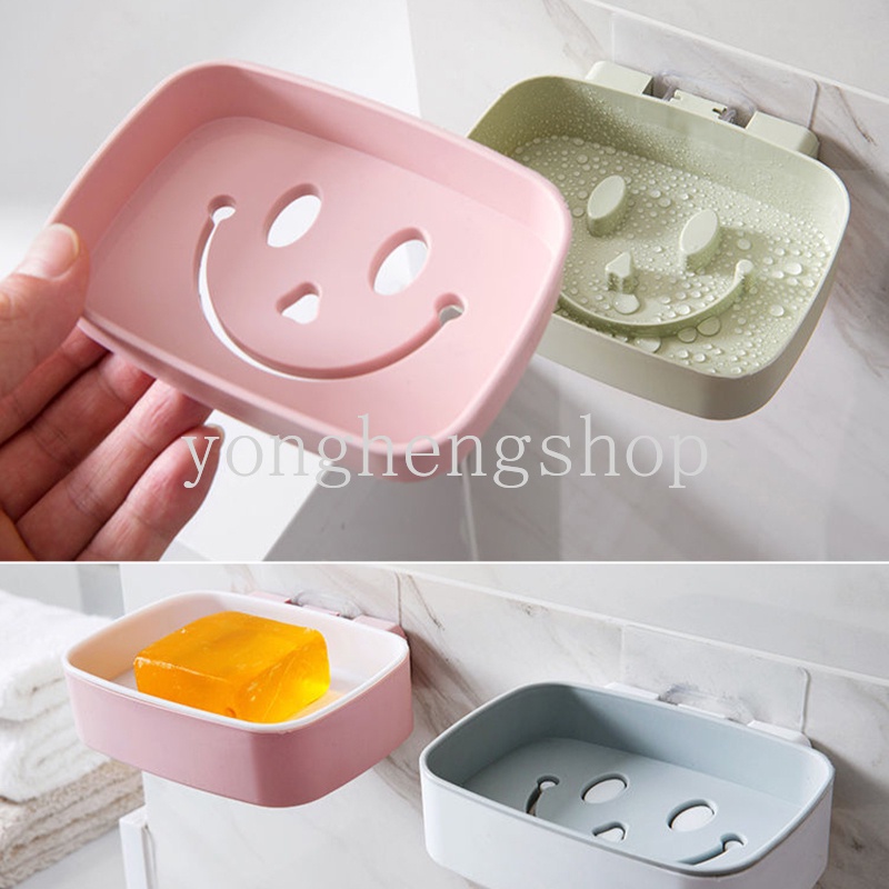 Giá Để Xà Phòng Gắn Tường Hai Tầng Hình Mặt Cười Hoạt Hình Sáng Tạo