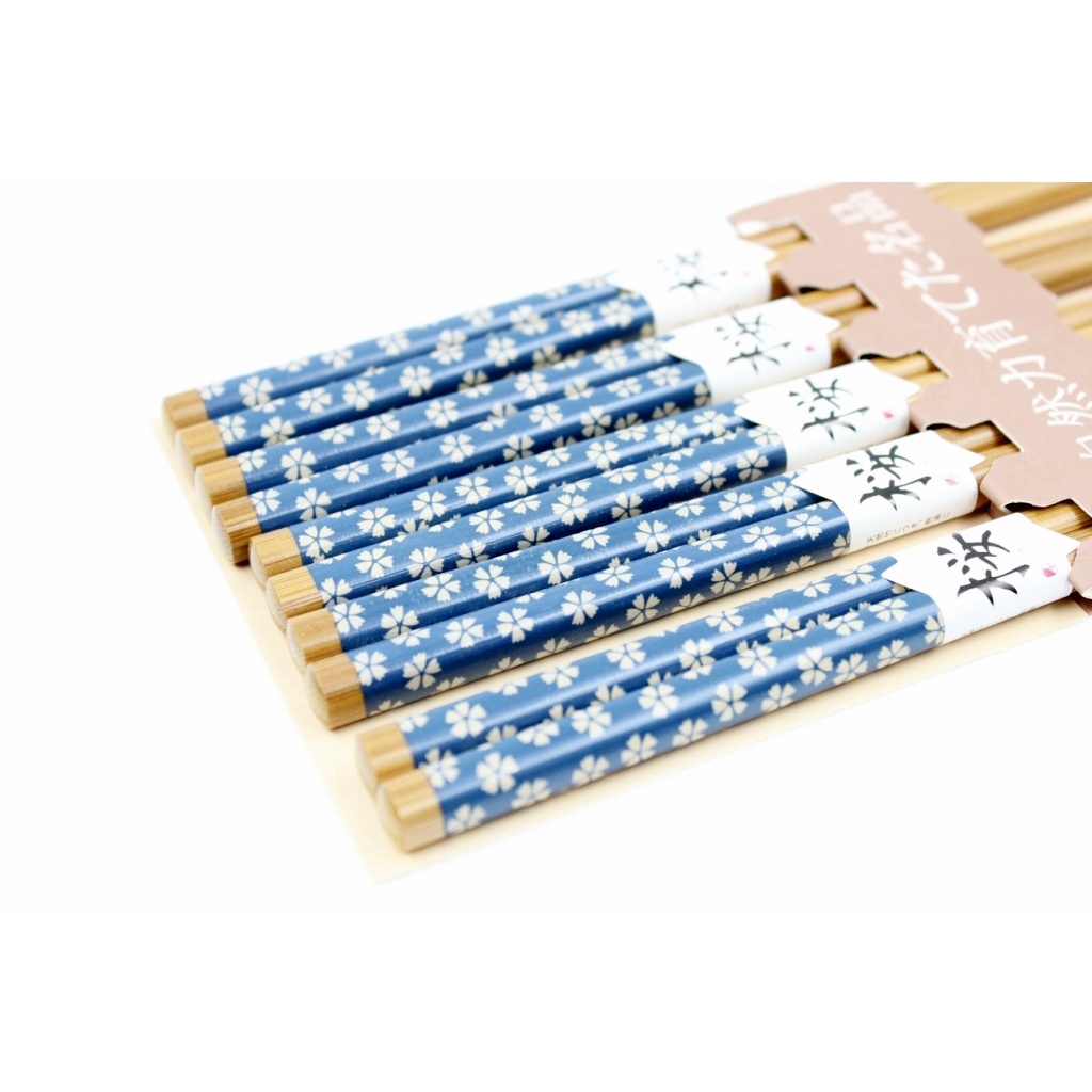 Set 5 đôi đũa hoa xanh KOKUBO Hàng nội địa Nhật Bản