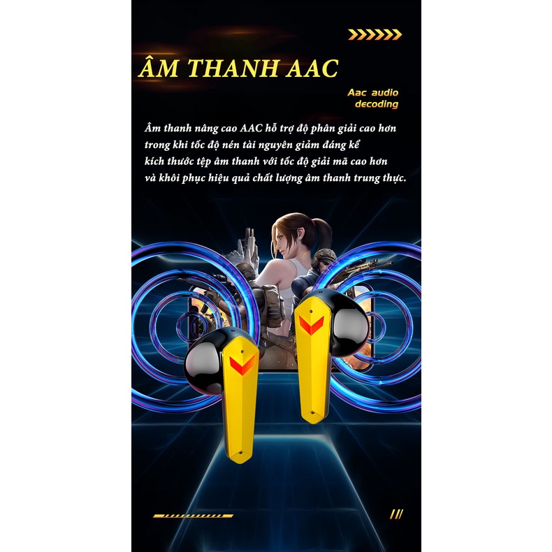 Tai Nghe Gaming Bluetooth 5.3 JX-20 TWS Tai Nghe Chơi Game Không Dây Có Mic Tai Nghe Nhét Tai Siêu Xe - Độ Trễ Cực Thấp