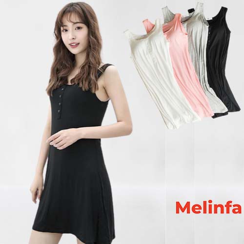Váy ngủ ba lỗ có đệm ngực, đầm ngủ ba lỗ basic trơn chất vải Modal tự nhiên thoáng mát nhiều màu mã VAV0105