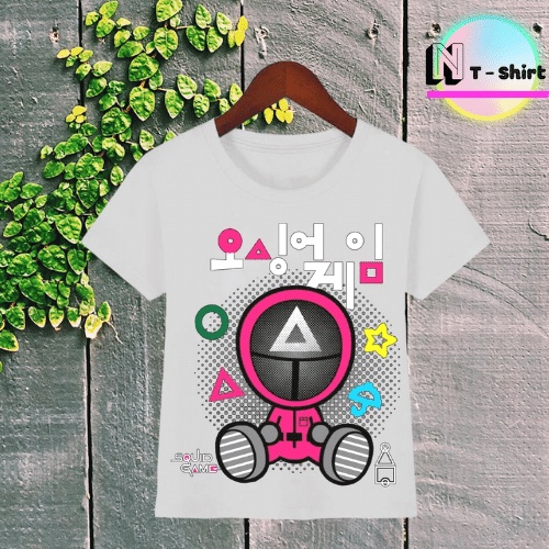 Áo thun trẻ em in hình Trò Chơi Con Mực SQUID GAME, Áo cotton xịn mặc mát thoải mái NTShirt 11
