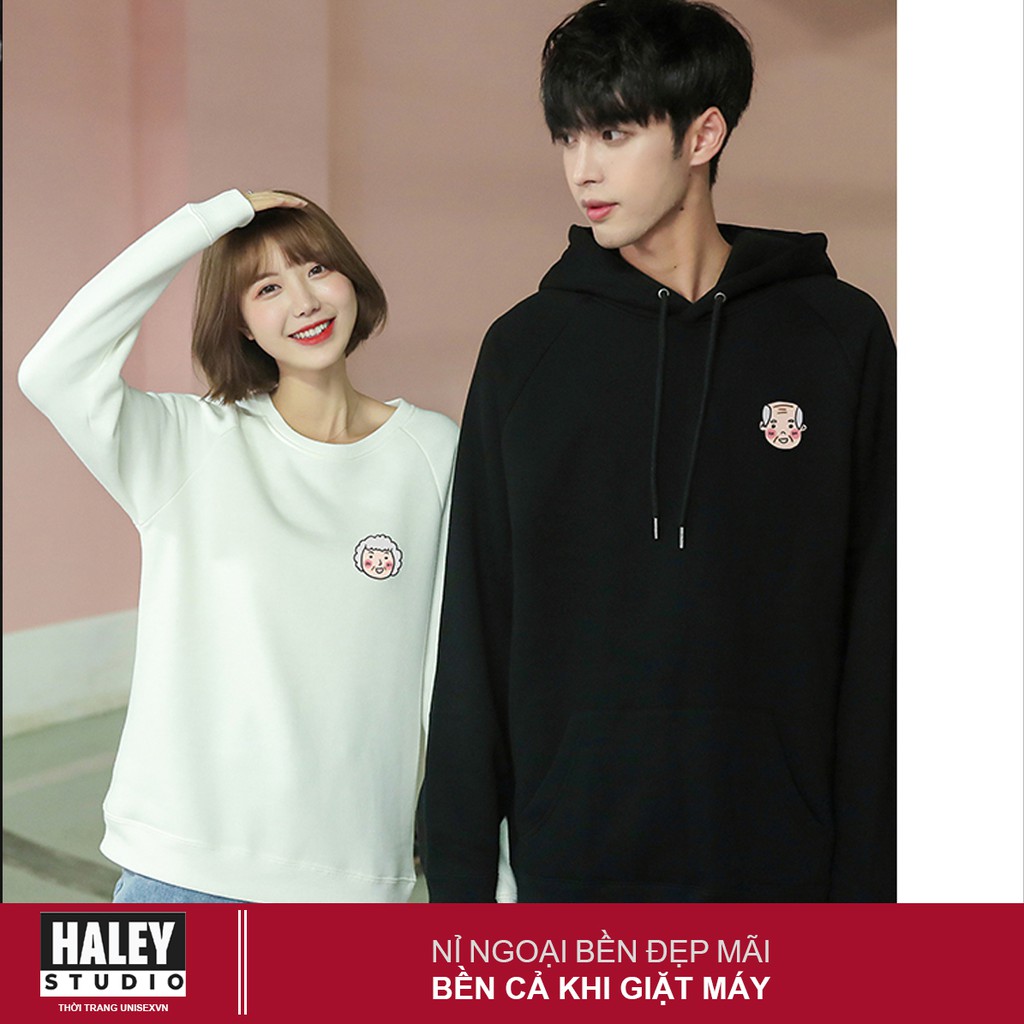 Áo Hoodie Cặp Đôi Hình Ông Bà Anh 2 màu đen trắng Unisex Form Suông Chất nỉ bồng đẹp mã HD22 - Tặng vòng xinh