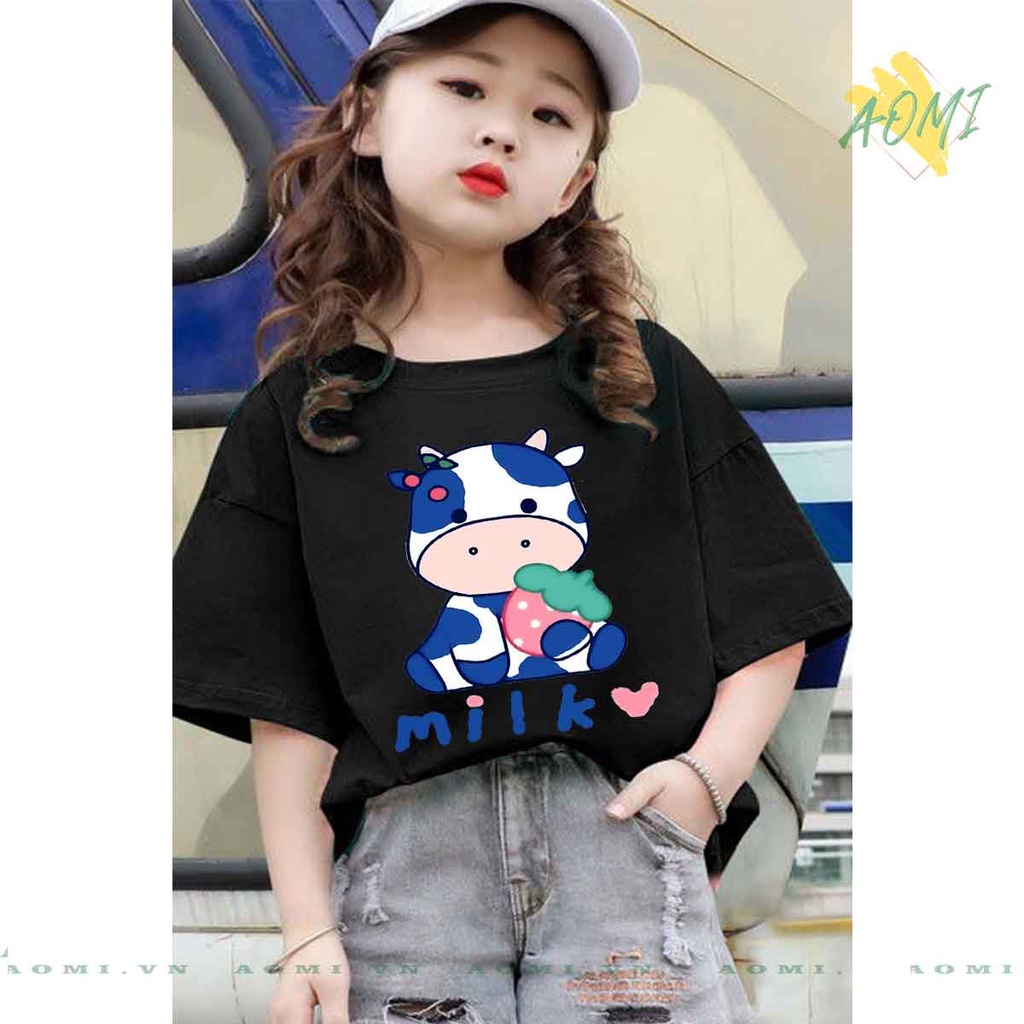 ÁO THUN MILK COW BÒ SỮA UNISEX PHÔNG NAM NỮ GIA ĐÌNH CẶP ĐÔI ĐEN TRẮNG HỒNG SIZE TRẺ EM CHO BÉ TRAI GÁI AOMIVN