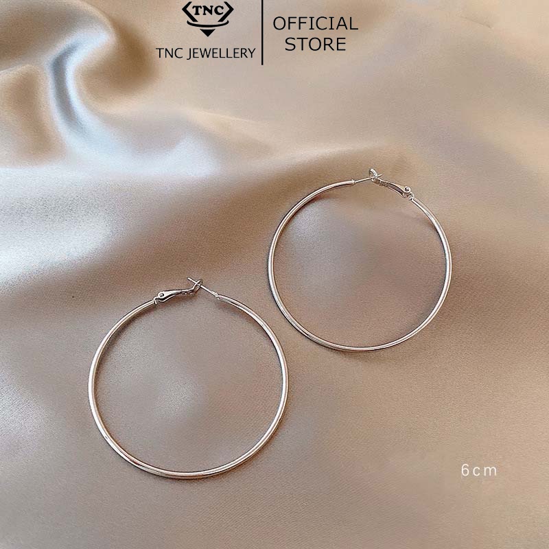 Bông Tai Xi Bạc 925 Tròn Size Lớn Cao Cấp -Trang Sức TNC JEWELLERY