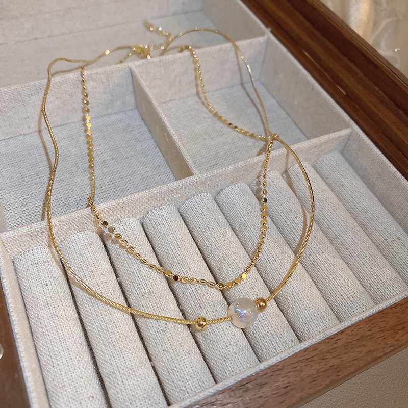 Dây Chuyền Hình Nàng Tiên Cá Ji Ngọc Trai Nhiều Lớp Cổ Điển Thời Trang Hàn Quốc Cho Nữ G026