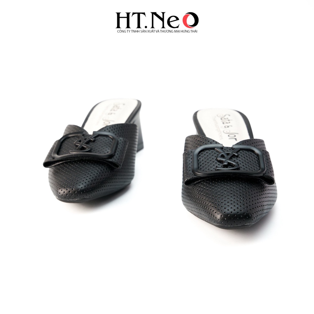 Dép nữ HT.NEO Thiết kế sang chảnh cực tôn dáng quai da đính chữ bắt mắt SDN145