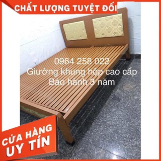 Giường Sắt khung hộp 4-8 Bảo hành 3 năm - hình chụp thật - freeship hcm