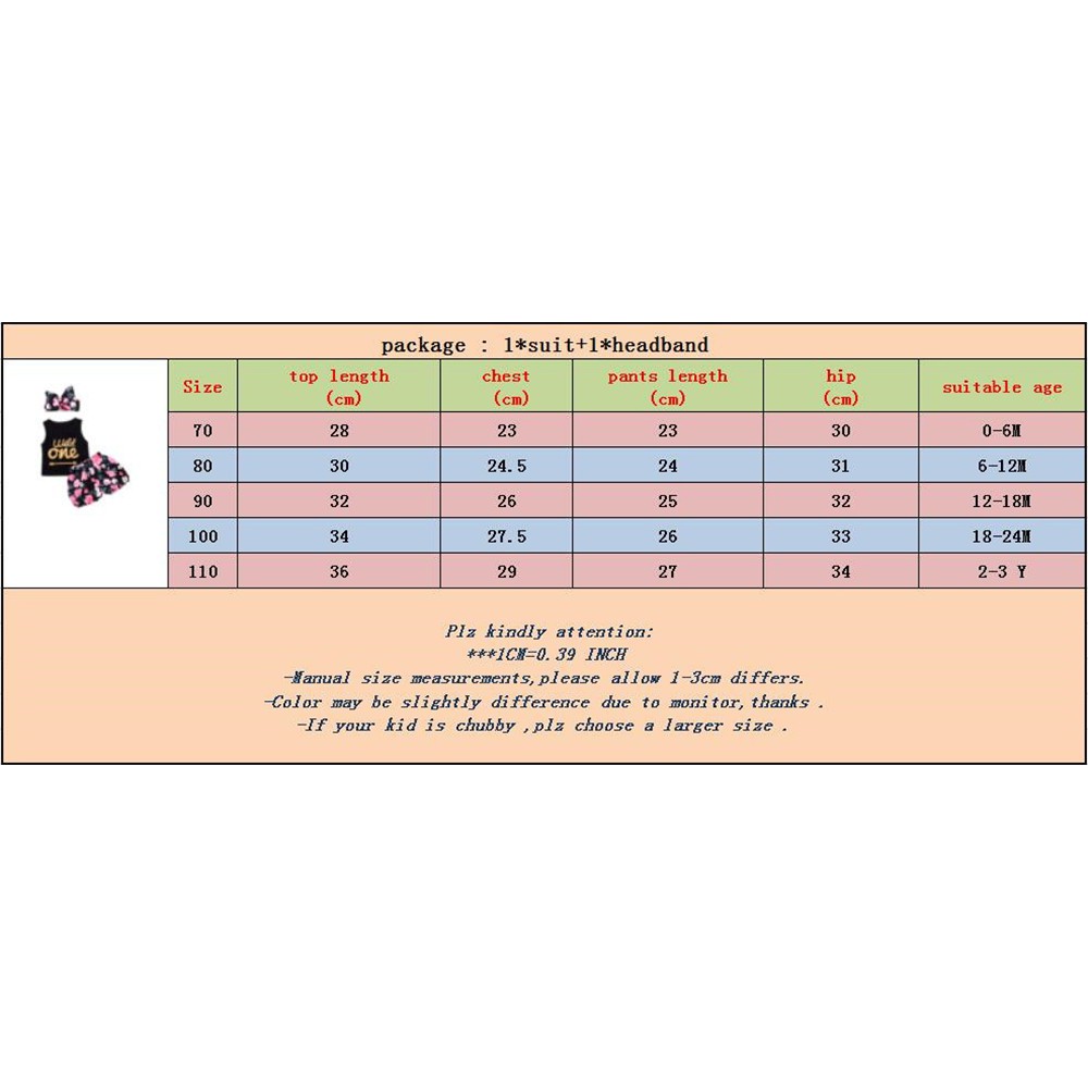 Mikrdoo Bộ áo thun không tay + Quần ngắn + Băng đô nơ dễ thương cho bé gái