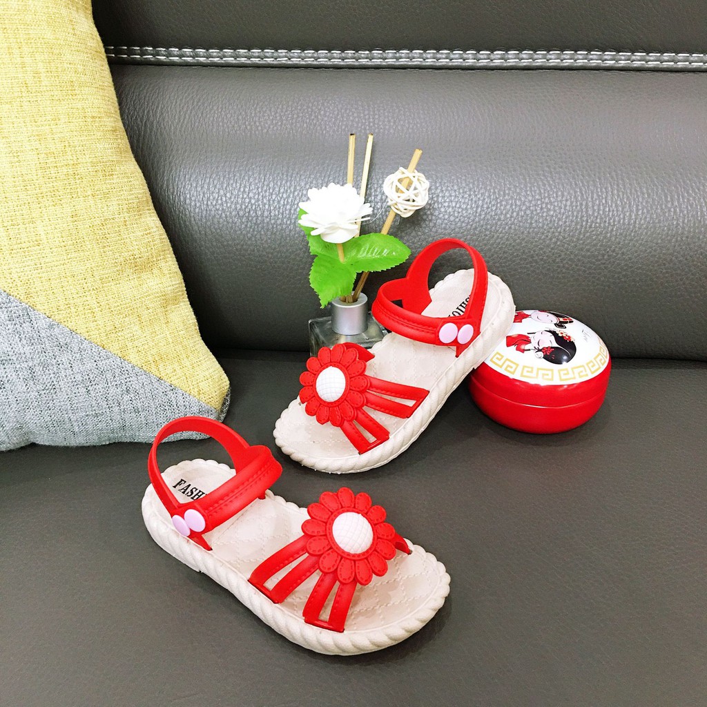Sandal hoa mai quai dán cực mềm dẻo chống nước cho bé gái đi học