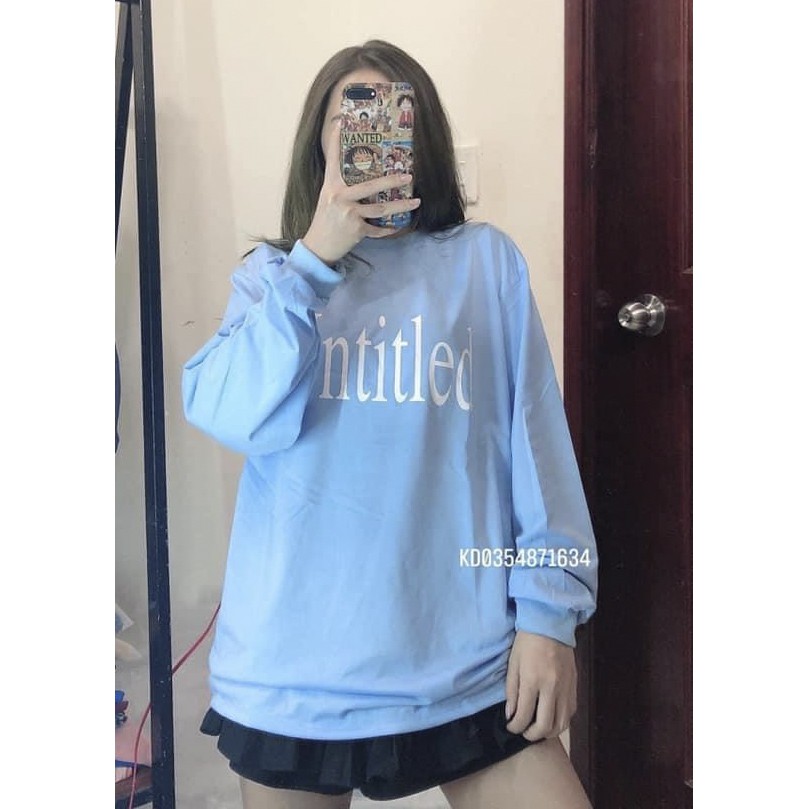 Áo Thun Tay Dài Chất Cotton Mềm Mịn Form Rộng Unisex Freesize Chữ Untitled 3 Màu