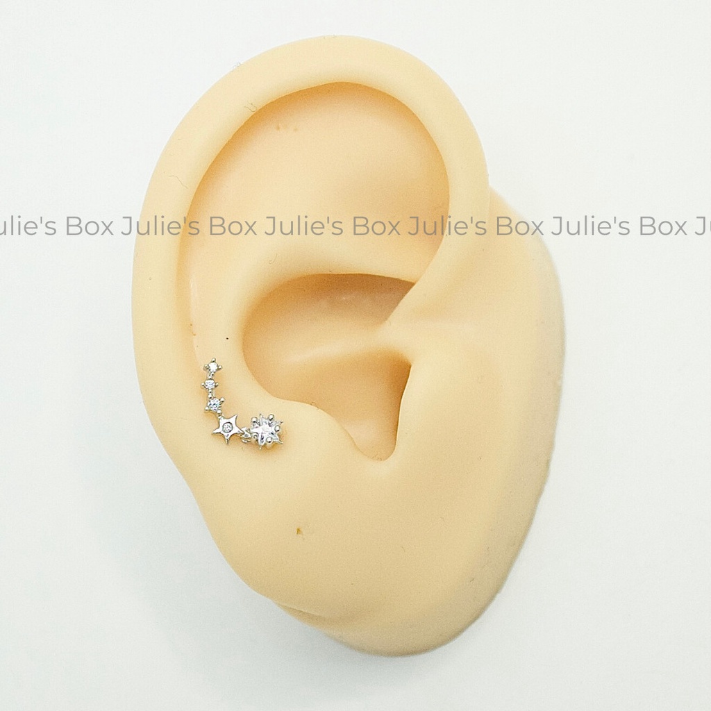 [1 Chiếc] Khuyên Tai Vành Bolide Tai Xỏ Nam Nữ Hình Unisex Titanium Không Đen Không Ngứa Không Dị Ứng julies box