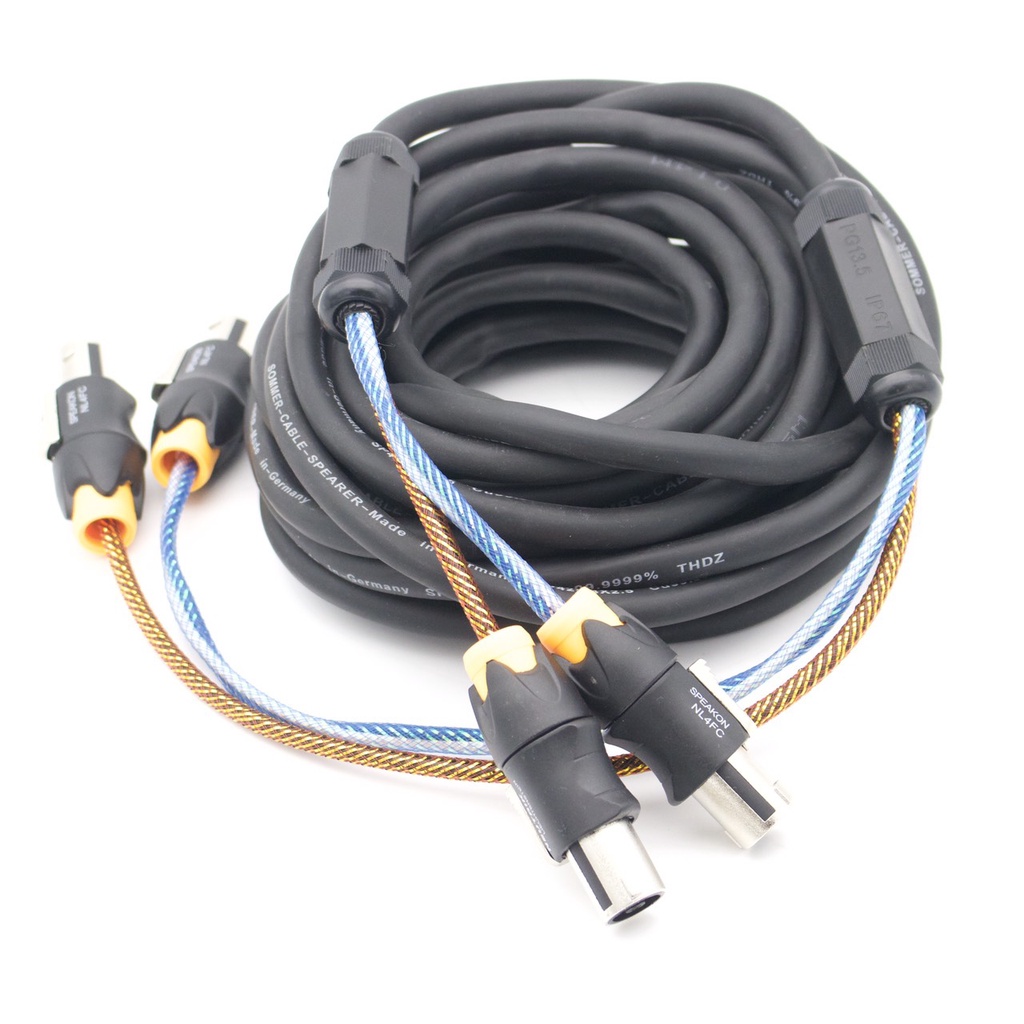 Dây loa âm thanh sân khấu 4 ruột 2.5mm dài 10m, dây loa Sommer đồng nguyên chất,01 dây thành phẩm có Jack speakon