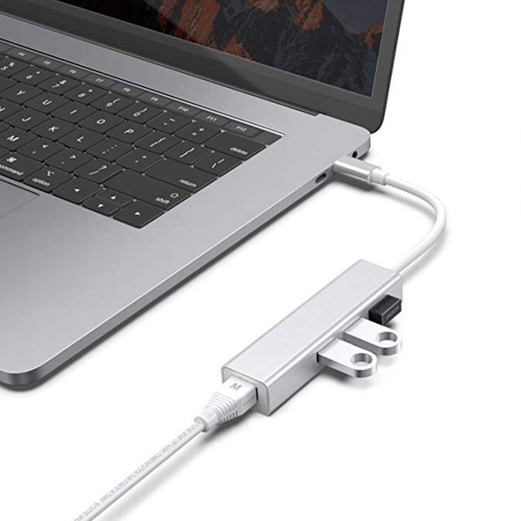 Cáp chuyển USB Type c to LAN + 3 Port USB 3.0 vỏ nhôm - HUB Conventer