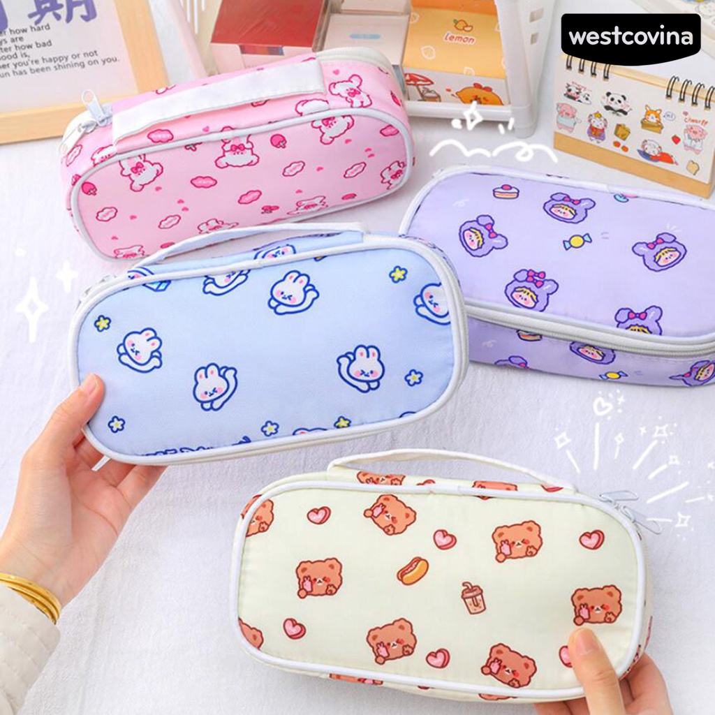 [Hot]✍Túi Đựng Bút Chì Bằng Polyester Sức Chứa Lớn Có Tay Cầm