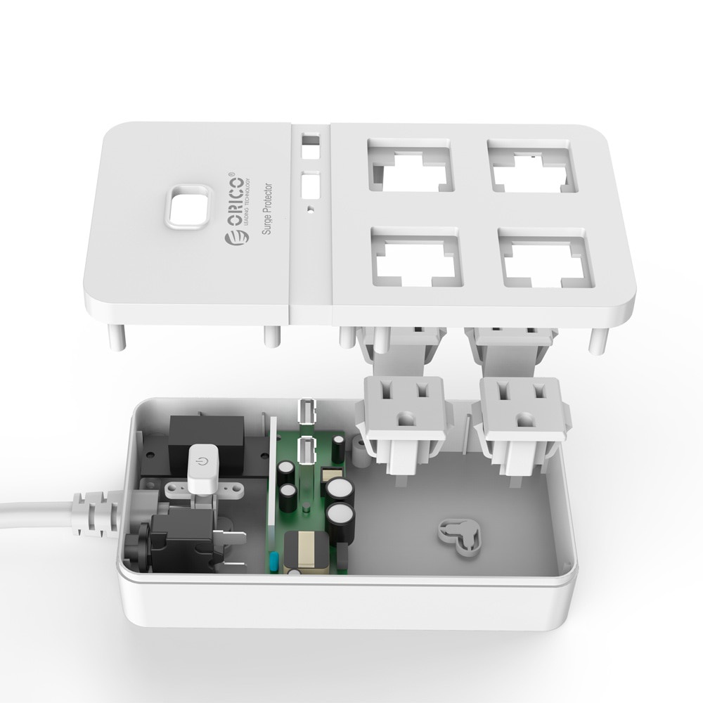 Ổ cắm điện mở rộng ORICO có 4 cổng AC màu trắng dây cáp 1.5m sử dụng tại nhà văn phòng