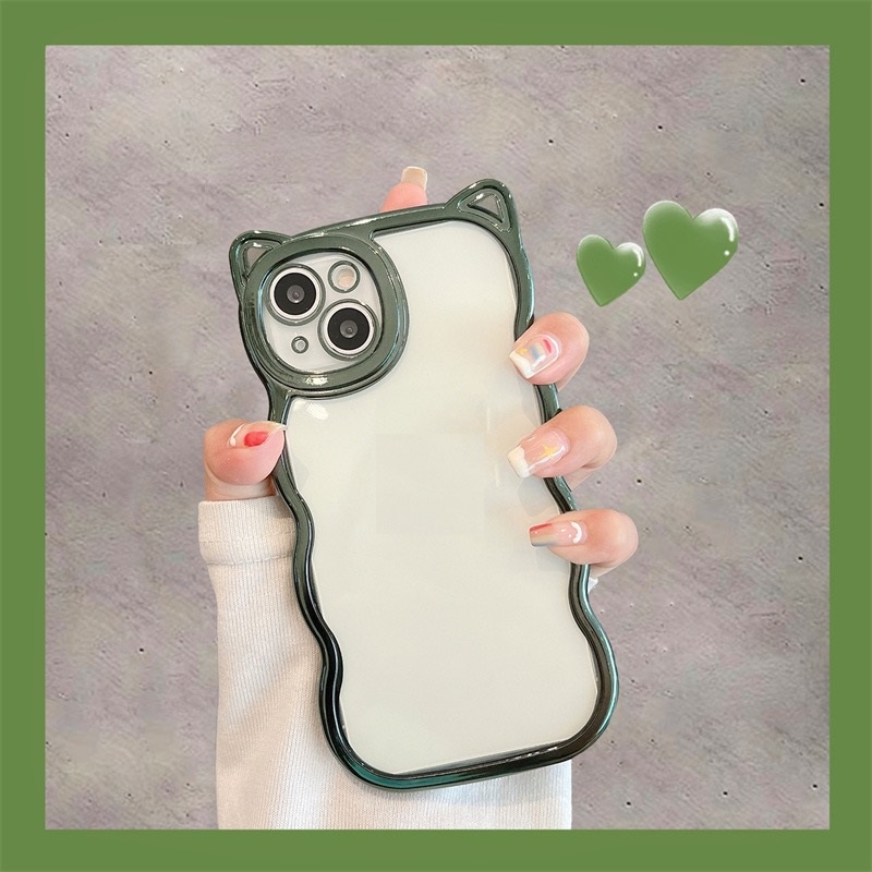 Ốp Điện Thoại Dẻo Trong Suốt Họa Tiết Hoạt Hình Tai Mèo Dễ Thương Cho iphone 13 pro max 12 pro max love 11 pro max xs