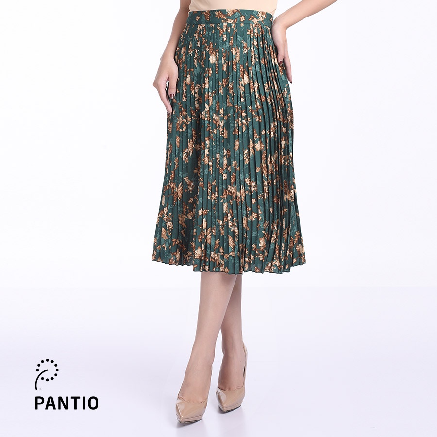 Chân váy dài chất liệu lụa mát họa tiết hoa nhí xếp ly FJD3775 - PANTIO
