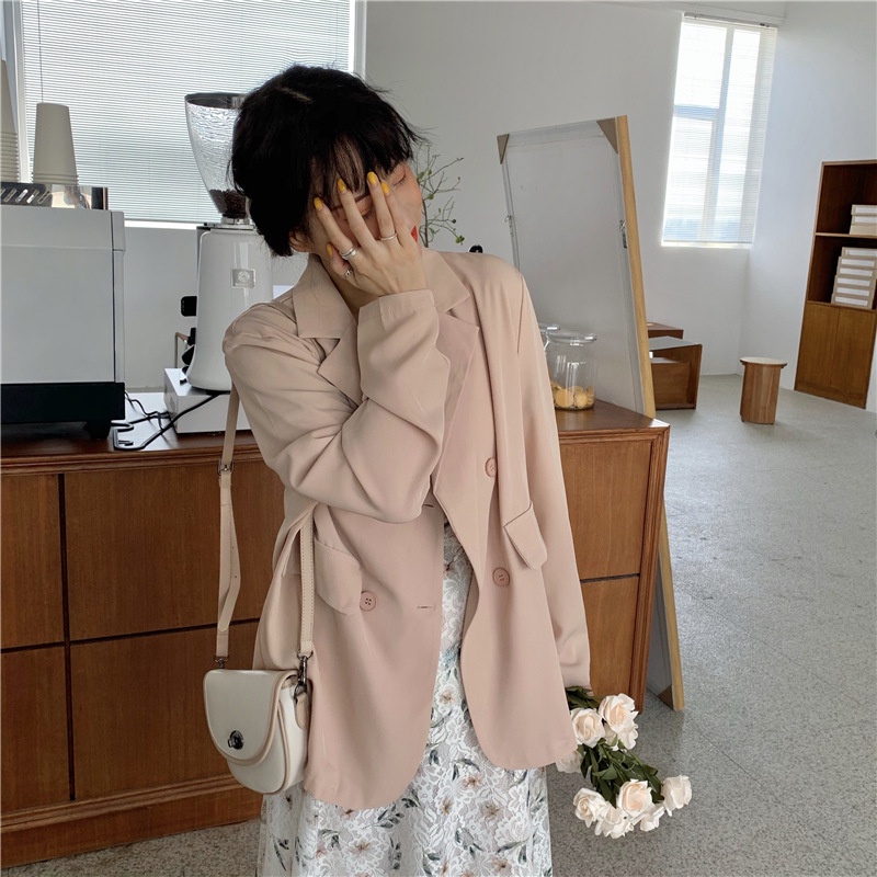 Áo blazer nữ 2 lớp trơn, kẻ caro tay dài cổ vest dáng rộng nhiều màu, áo khoác ngoài blazer nữ 2 lớp dài tay Hàn Quốc