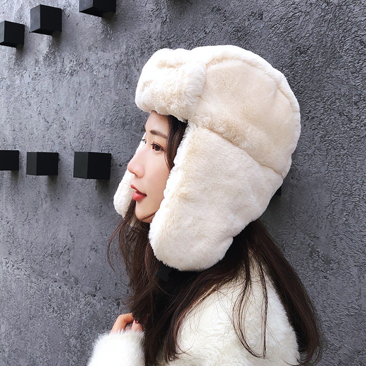 Mũ Lông Trùm Đầu Giữ Ấm Mùa Đông Phong Cách Hàn Quốc Dễ Thương Dành Cho Nữ