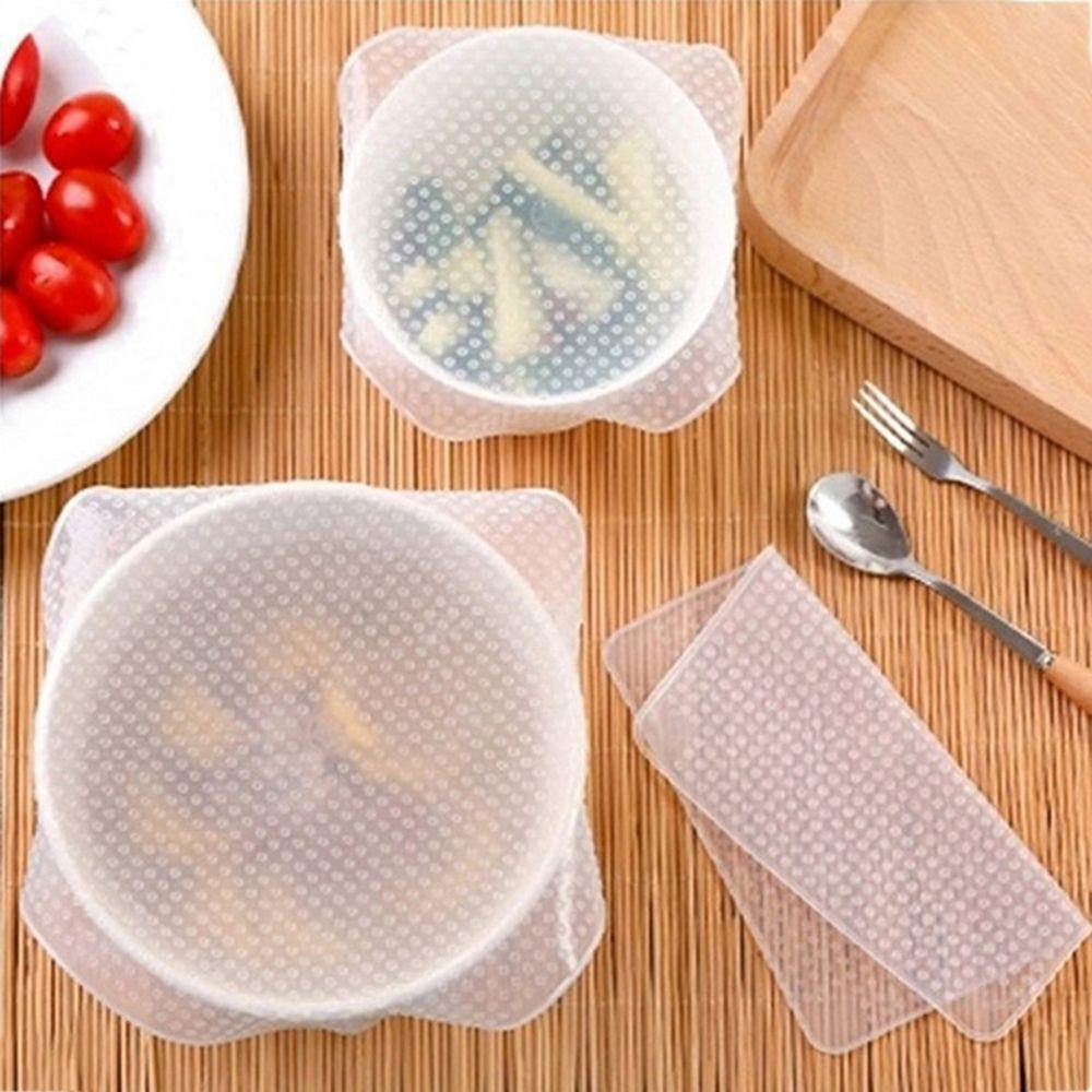 JARRED Set 4 Nắp Đậy Tô Đựng Thức Ăn Có Thể Tái Sử Dụng Tiện Lợi Ốp