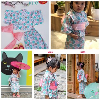 Kimono Cách Tân Xanh Nai Mèo Đeo Kính - KI03