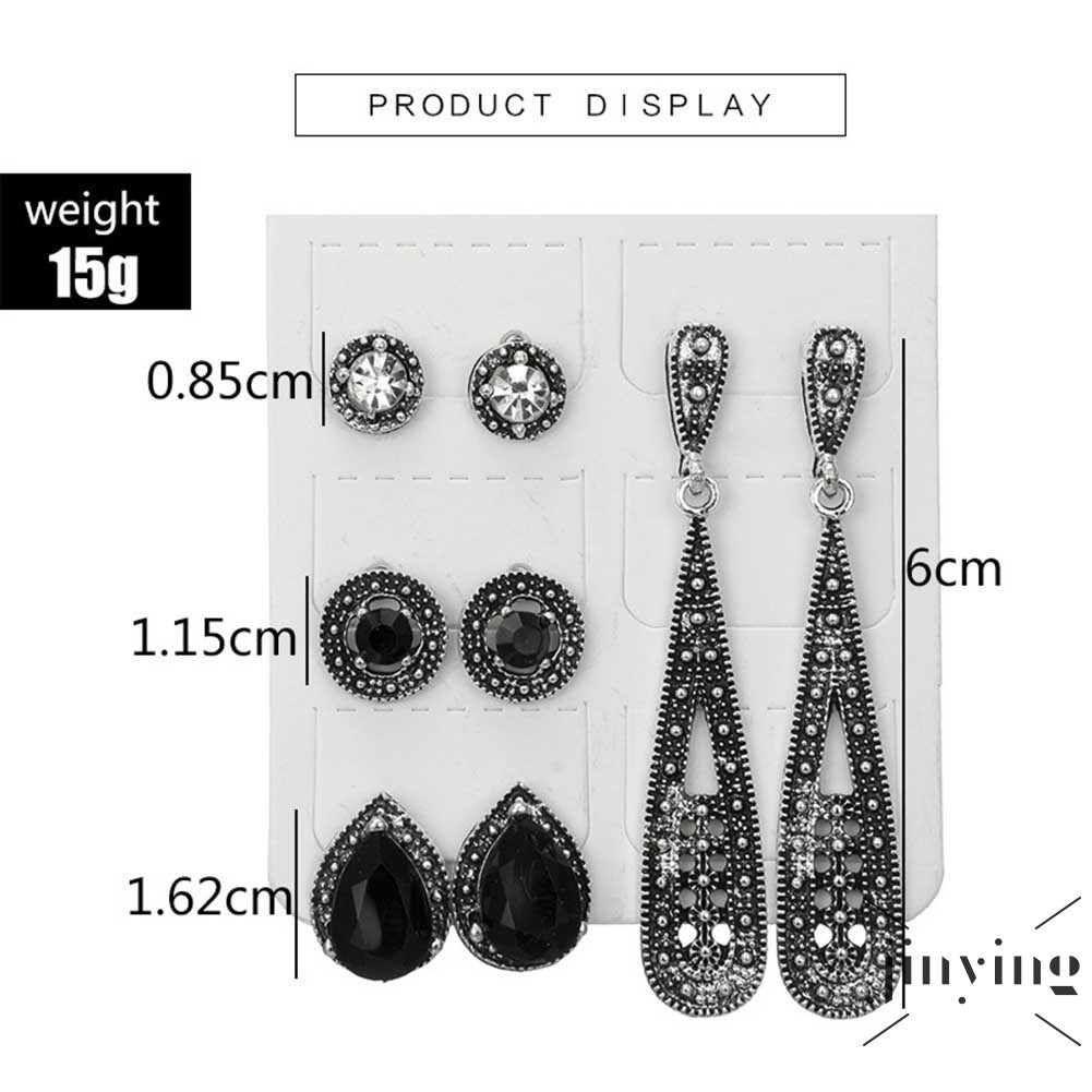 GETNOIVAS Set 4/5 cặp hoa tai đính pha lê phong cách Bohemian cho nữ