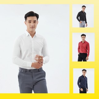 Áo sơ mi nam cổ bẻ bền đẹp áo sơ mi nam công sở tay dài trắng đen xanh đỏ- DOY.KOY