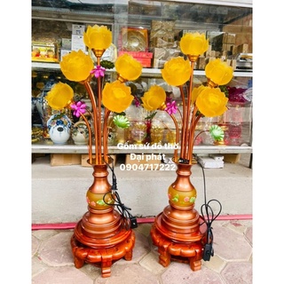 Đèn thờ hoa sen lưu ly, đèn thờ năm ngọn hoa sen