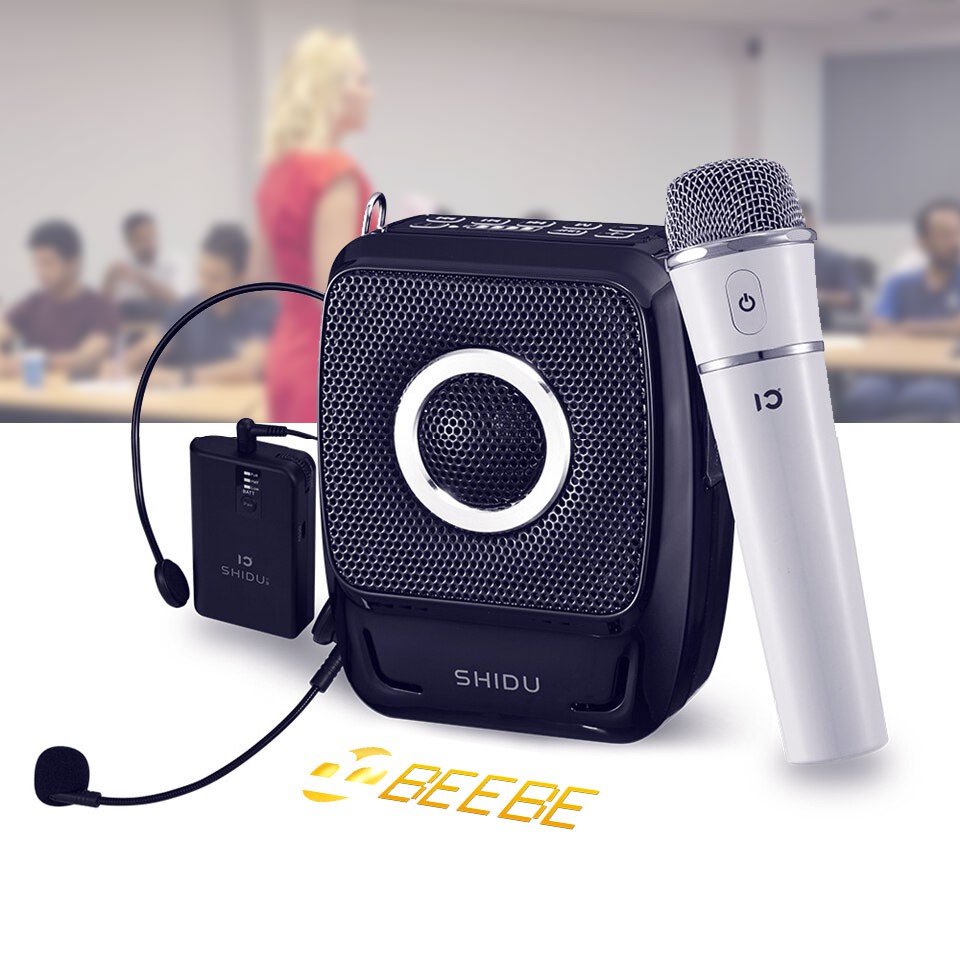 SHiDU SD-S92 - Máy Trợ Giảng Bluetooth Với 2 Mic Không Dây Cho Giáo Viên, Tiện Lợi Giảng Dạy, Vấn Đáp, Loa Lớn 25w