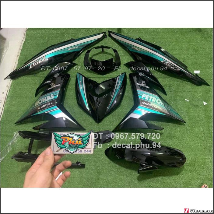 Tem Rời Exciter 150 Petronas trắng xanh (B)