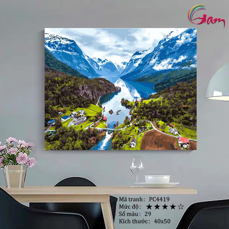 Tranh tô màu theo số phong cảnh Thụy Sĩ PC4419 | Shopee Việt Nam