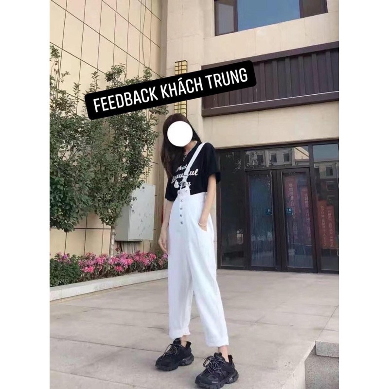 Quần Yếm Denim Dây Chéo Phong Cách Ullzang