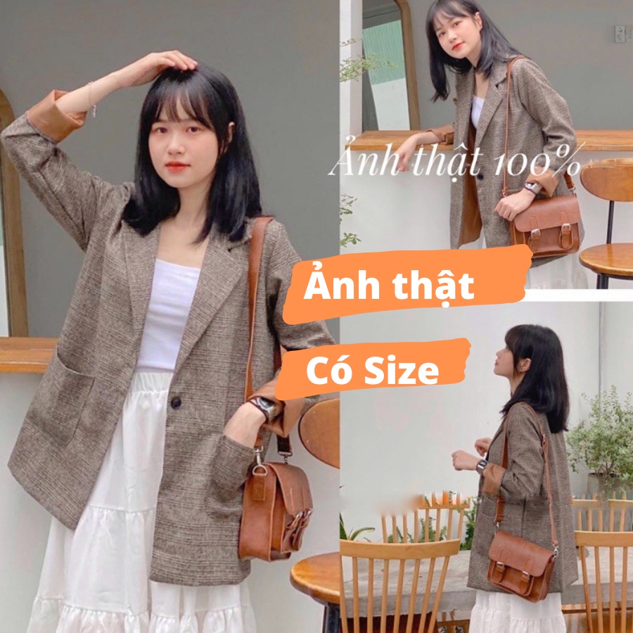 Áo Blazer nữ 2 lớp dài tay Hàn Quốc, Áo Vest dạ kẻ caro khoác ngoài đẹp CÓ SIZE S, M | WebRaoVat - webraovat.net.vn