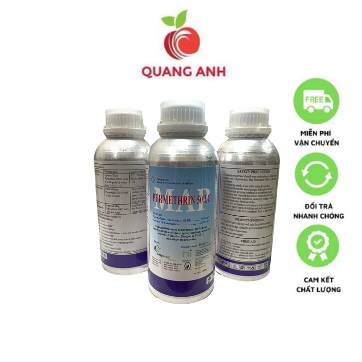 Chai Diệt Muỗi MAP PERMETHRIN 50EC Chai Nhôm 1L, 500ml Xuất Xứ Anh Quốc, Tiêu Diệt Côn Trùng Sâu Bệnh