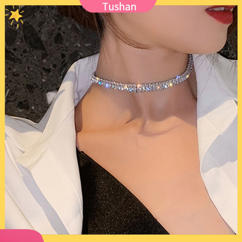 Vòng cổ choker siêu nhẹ đính đá zircon lấp lánh đơn giản