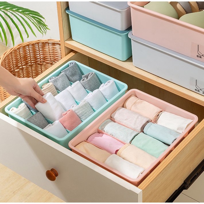[Hàng mới về] Hộp đựng Đồ lót nhiều ngăn Gọn gàng - Hộp đựng phụ kiện ABS có nắp đậy Deco Phòng