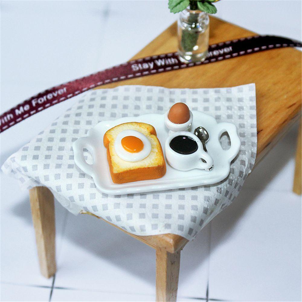 Xiantin Bộ Đồ Chơi Mô Hình Quán Cà Phê Bánh Mì Trứng Mini Có Khay Đựng Thức Ăn Trang Trí Nhà Bú