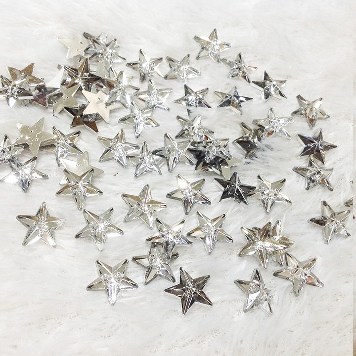 Hạt đá kết áo acrylic hình ngôi sao 5 cánh ánh bạc lấp lánh siêu đẹp