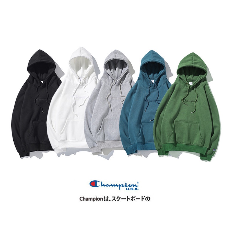 Áo Hoodie Cotton Thêu Chữ CHAMPION Cổ Điển Thời Trang Đường Phố Cho Nam Và Nữ