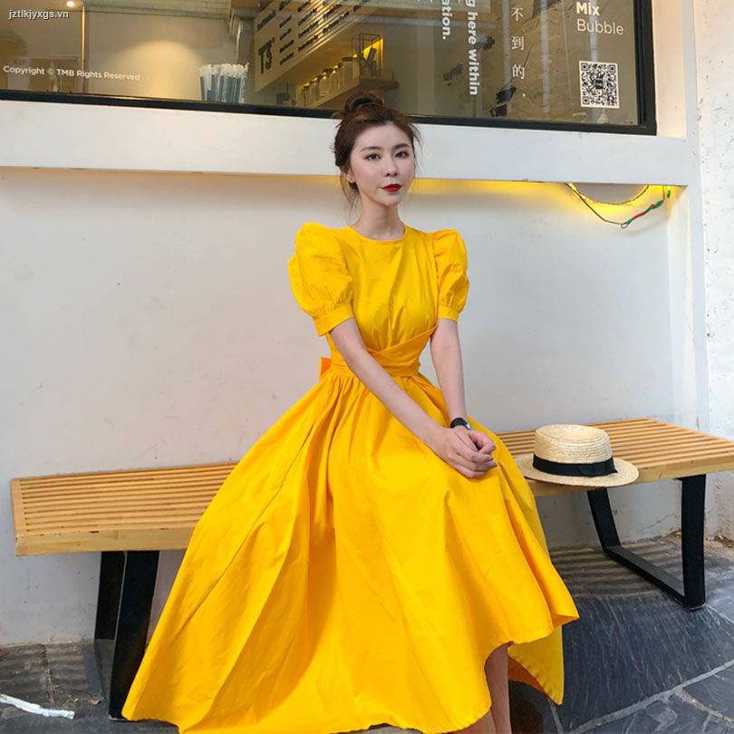 2021 new summer skirt retro palace style puff sleeve front short back long white dress ladies trendy