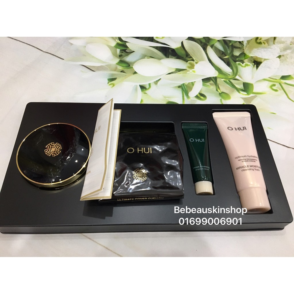 (Auth) SET PHẤN NƯỚC OHUI ĐEN ULTIMATE COVER CUSHION MOISTURE SPF50+ PA+++ ( 3 món - 4 món)