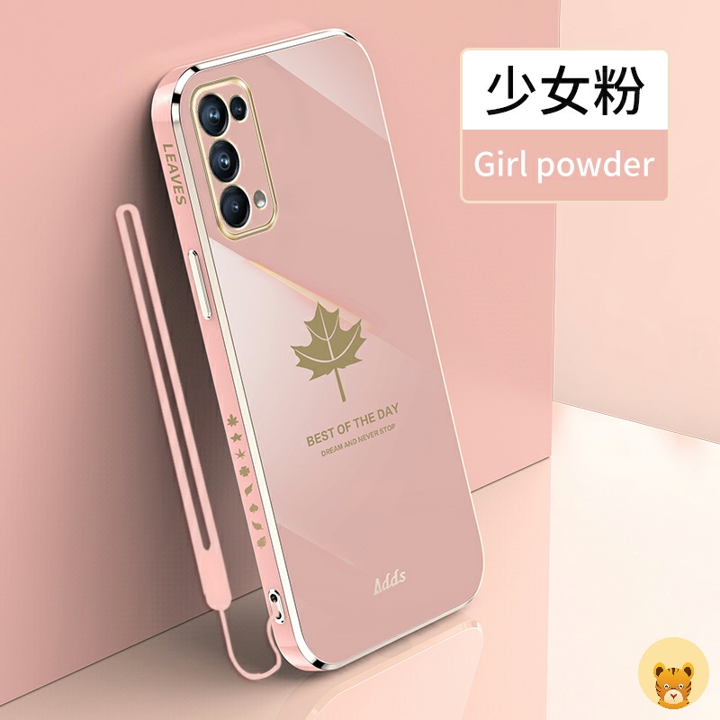 Ốp Điện Thoại Viền Dẻo Bề Mặt Mịn Kèm Dây Đeo Sang Trọng Cho Oppo Reno 5 Case Reno 5 Pro