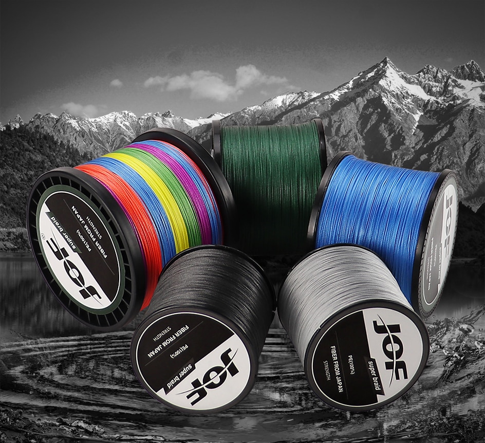 Cuộn Dây Câu Cá Bện 4 Sợi PE 4 Sợi 300M 500M 1000M Màu Xanh Lá 8-80lb