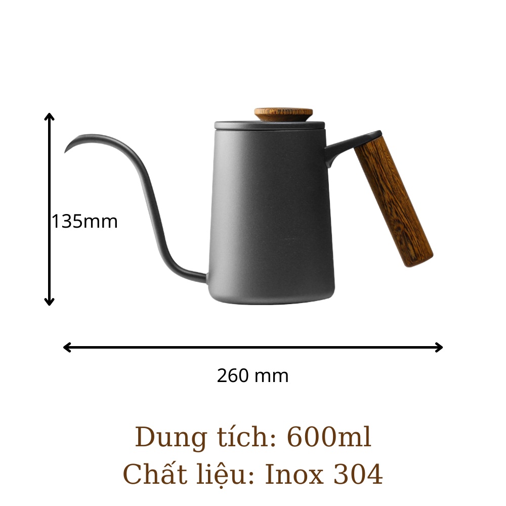 Bộ pha Pour over bình, phễu V60, ấm vòi ngỗng Cafede Kona – Chính hãng